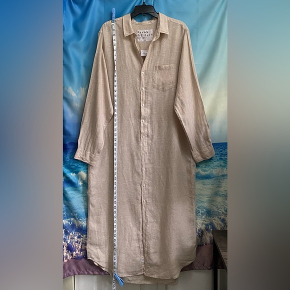 Frank & Eileen Rory Long Sleeve Linen Shirtdress dress Size: XL Sand - Picture 13 of 16